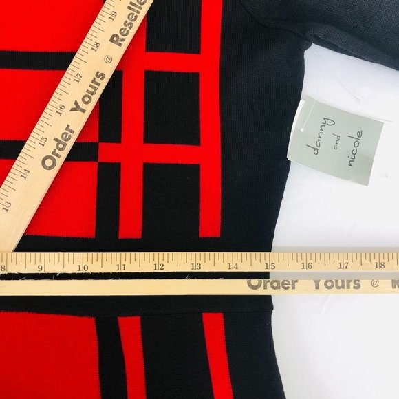 Danny & Nicole Women Knit Dress Medium Red Half Sleeve Midi A-line Sweater New - Picture 11 of 13